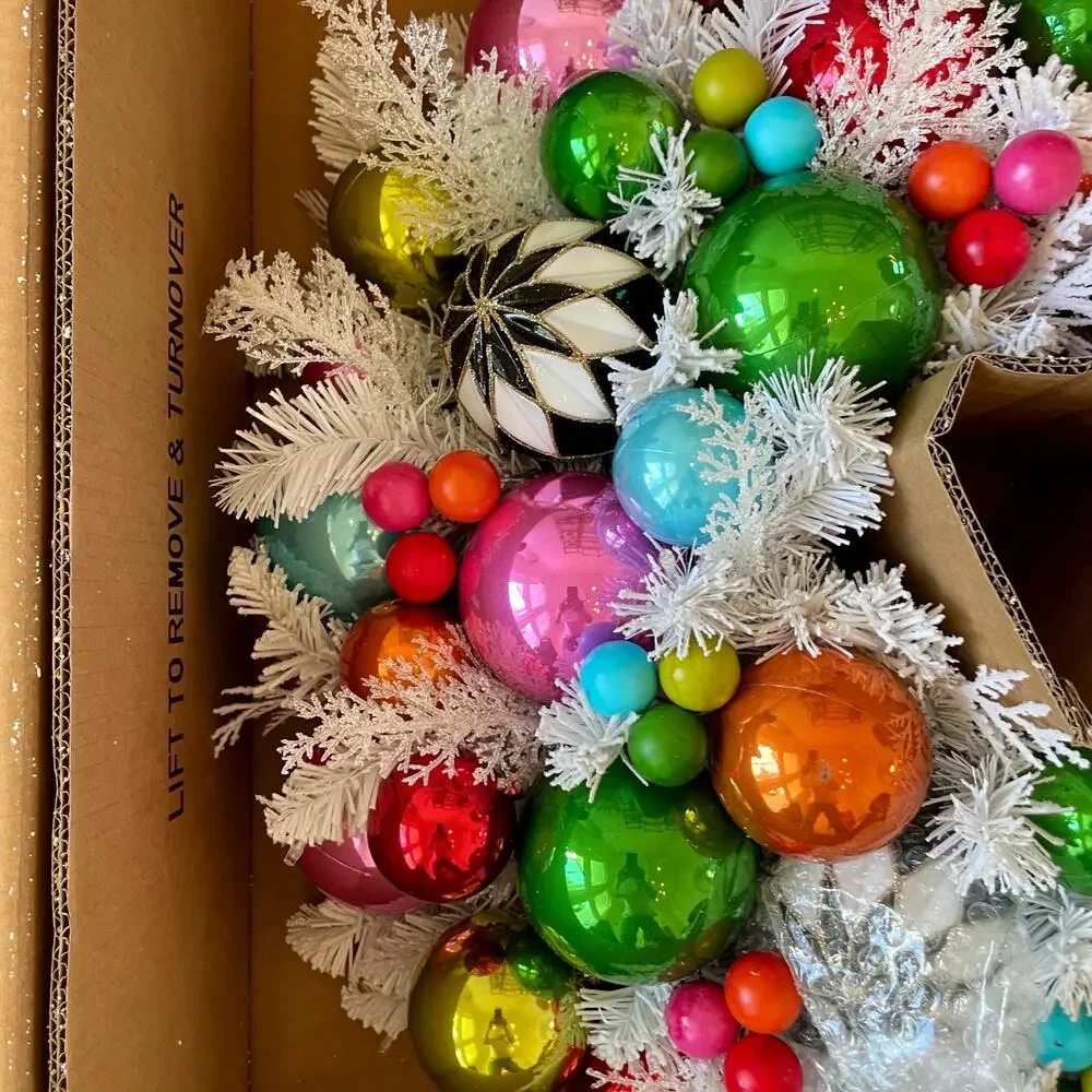 MacKenzie-Childs Confetti Christmas Wreath 28in Pop of Color Holiday Decor NEW